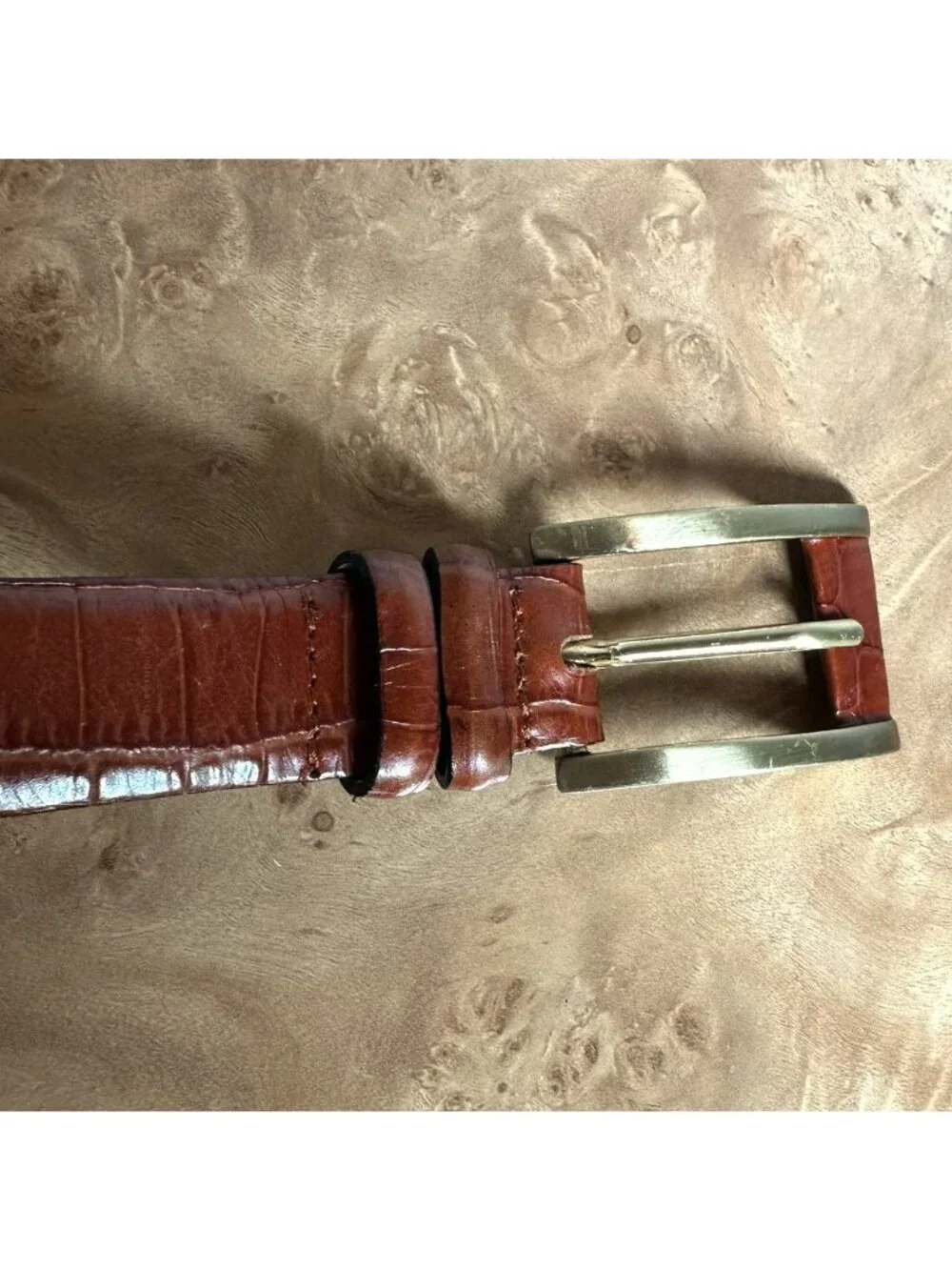 Qualheim Bollorini Brown Croc Embossed Leather Belt Made in Italy Size M